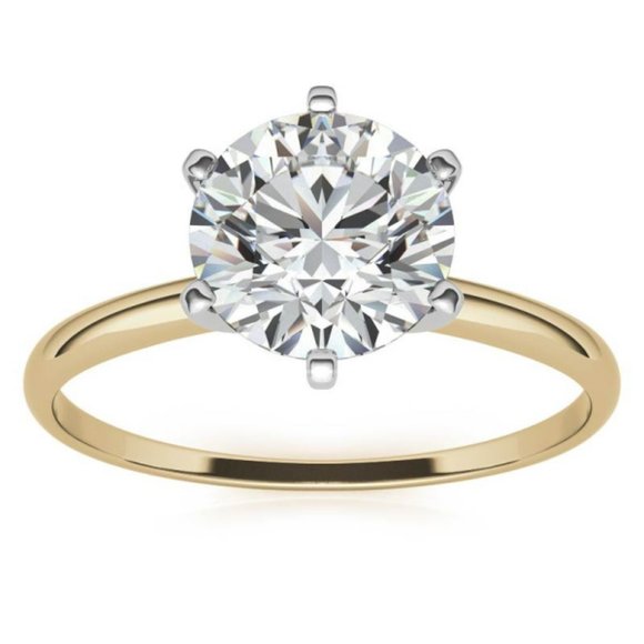 1.9Ct-8.5mm 6-Prong Round Moissanite Ring 14k Gold - Picture 11 of 17